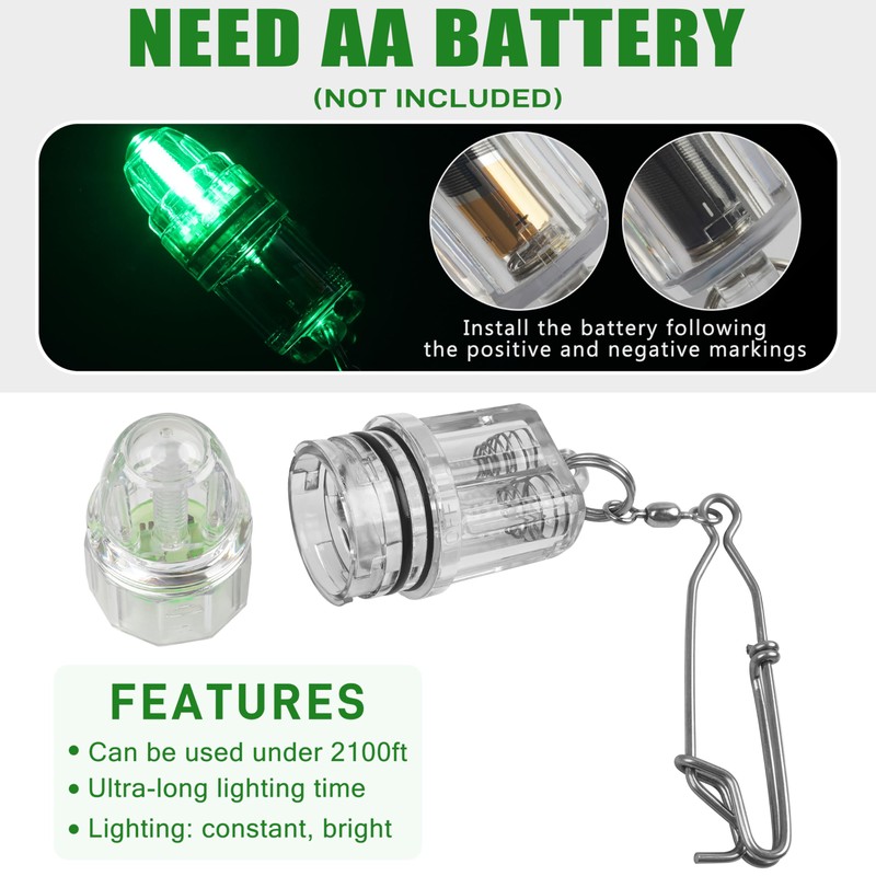 Fishing Light Underwater, 4.3" Deep Drop Lights Battery Powered LED