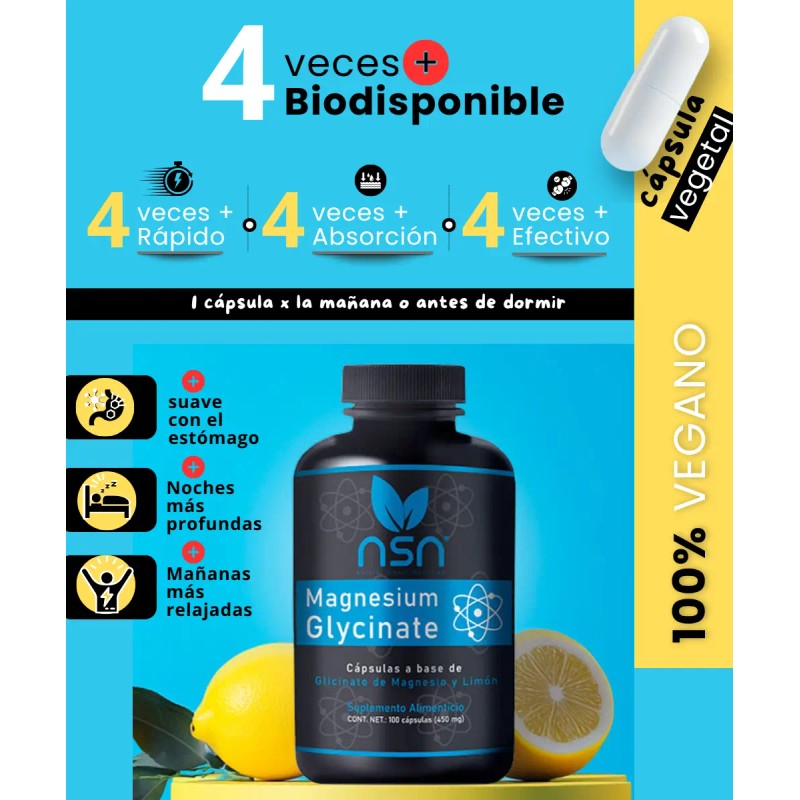 Nsn Glicinato Magnesio 450mg 100 Quelado Dias