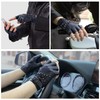 FIORETTO Men Fingerless Gloves Unlined Leather Driving Gloves Punk Rock