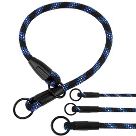 BronzeDog Rope Pro Training Dog Collar Braided No Pull Quick Release Round Lead Collars for Dogs Small Medium Large Puppy (M - 19.7" Long, Blue)