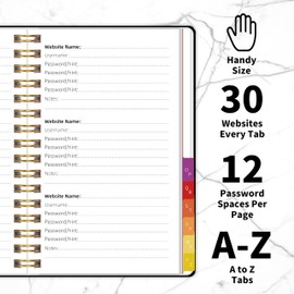 Password Keeper Book with Alphabetical Tabs for Senior, Password Book - 5.8" X 8.2", Internet Address and Password Logbook, Password Notebook Organizer for Website Login, Gifts for Home and Office