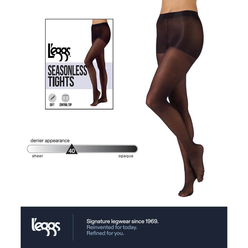 L'eggs Casual Women's Seasonless Tights for Year Round Wear, Same