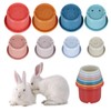 Pack of 8 Stacking Cups Rabbits, Multicoloured, Reusable Bunny Guinea