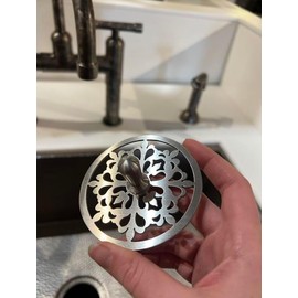Sink Strainer | Classic Motif No. 7| Jewelry for Your Sink | 3.15 inch Sink Strainer | Designer Drains (Brushed Stainless)