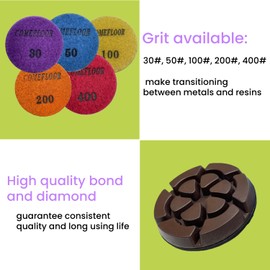 3 Inch Hybrid Diamond Polishing Pucks for Concrete Terrazzo Floor, Hook and Loop Transitional Grinding Pads,100# 3PCS