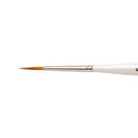 Silver Brush Ultra Mini Designer Round Short Handle Series 2431S Size6, Golden Taklon Filaments, Pearl White, 17x1x1 cm