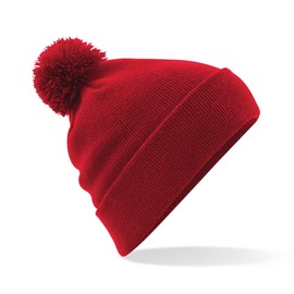 Beechfield - Cuffed Design - Original Pom Pom Beanie - Classic Red