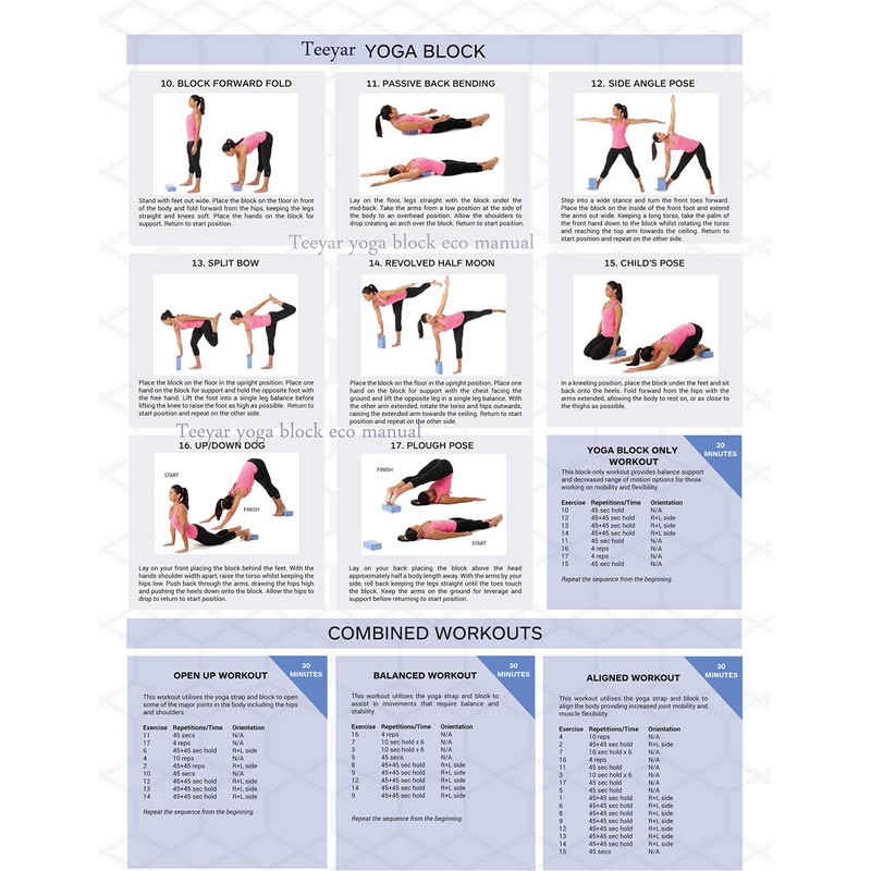 Yoga Blocks Set - Teeyar 2 Pack Sturdy Odourless 3