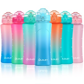 OLDLEY 450ml/15oz Kids Water Bottle with Straw Childrens Boys Girls Toddler Reusable Drink Bottles with Times Markings for School Home Camping Outdoor Sports BPA Free Leakproof Durable