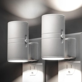 L LOHAS LED Bright Night Light, Night Lights Plug into Wall, Daylight White, Dimmable Nightlight Plug in White Shade, Light Sensor, Decorative LED Nightlights for Hallway Bathroom Kitchen, 2 Pack