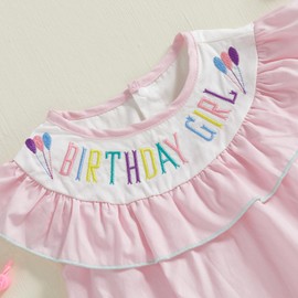 Baby Girl First Birthday Outfit Clothes Birthday Girl Short Sleeve Romper Bodysuit Jumpsuit Top (Pink, 12-18 Months)