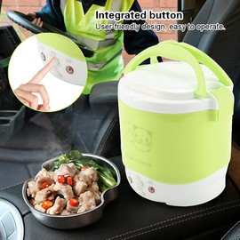 Fdit Rice Cooker, 12V 100W 1L Electric Portable Multifunctional Rice Cooker Suitable for Car Food Steamer (Green)