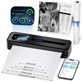 Phomemo Upgraded Portable Printer with Touchscreen, M832D Bluetooth Wireless Thermal Inkless Printer, Supports 8.5"x11" US Letter & A4, Compatible with iOS, Android, PC for Travel, Black