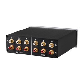 3 to 3 RCA Audio Source Signal Switch Box Manual Passive Audio Splitter 3 in 3 Out L/R Channel Stereo Lossless Selector Silver Plated Shielded Cable (RCA 0303)