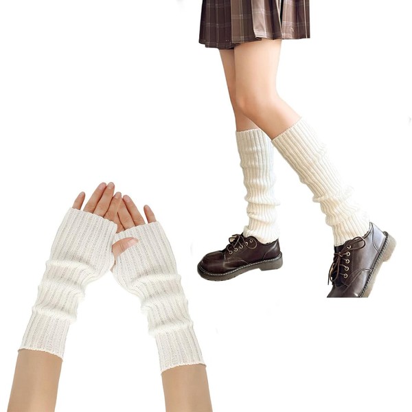 Leg Warmers Arm Warmers,Knitted Socks Gloves 80s Y2K Harajuku Accessory