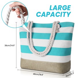 Tavaleu Beach Bag for Women, Large Beach Tote Bags Waterproof Sandproof, Swim Pool Bag with Zipper