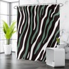 deFouliao Green Shower Curtain Modern Abstract Green Black White Striped