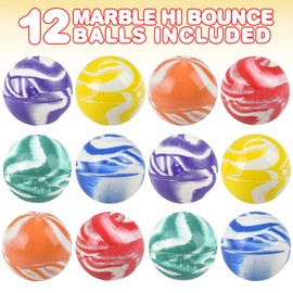 ArtCreativity Marble Bouncy Balls for Kids, Set of 12 Bouncing Balls, Marbleized Look and Extra-High Bounce, Fun Assorted Colors, Birthday Party Favors, Goodie Bag Fillers