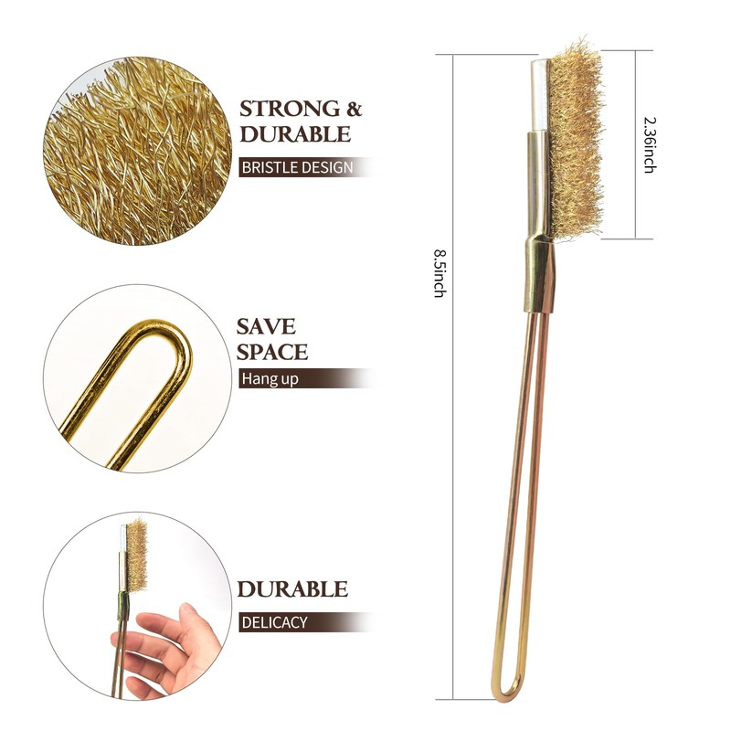 Axinost Wire Brush Set, Straight Brush, Brush with Wooden Handle,