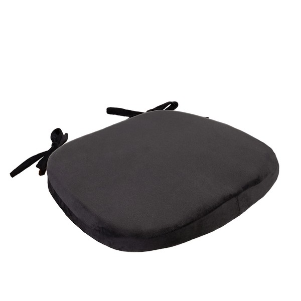 Big Hippo Super Soft Chair Cushion with Ties, Memory Foam 43 cm x 39 cm, Seat Cushion with Removable Cushion Cover, Non-Slip Seat Cover for Most Chairs - Black