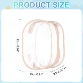 sourcing map Figure Display Bag, 15 x 9.5 x 22 cm PVC Oval Portable Dolls Pouch Carrying Case Storage Bag Keychain Charm for Showing Off Boxes Dolls, Peach Pink
