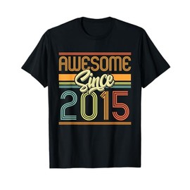 Awesome Since 2015 10th Birthday 10 Years Old Bday Kids Boys T-Shirt