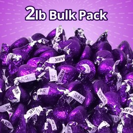 Bulk Dark Chocolate Candy for Special Melt-in-Your-Mouth Indulgence, Individually Wrapped in Purple Foils Mildly Sweet Dark Chocolate Treat Bulk Pack Sharing Size for Party Favors, 2lb