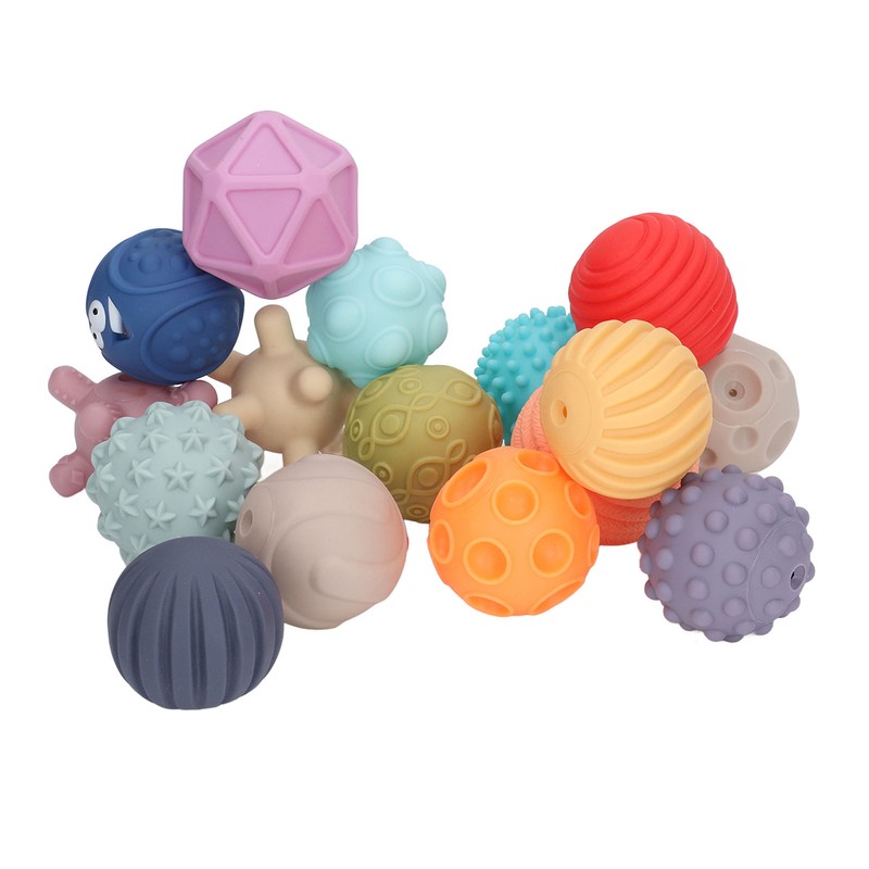 16PCS Baby Soft Textured Sensory Balls Toddlers Exploration Toys Sensory