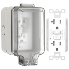 20A GFCI Outdoor Electrical Outlet Box, Hilictokt IP66 Waterproof & Lockable Enclosure, NEMA 5-20 Rated with Double Socket – Ideal for Gardens, Yards, Sports Fields (UL Listed)-Compatible 15A