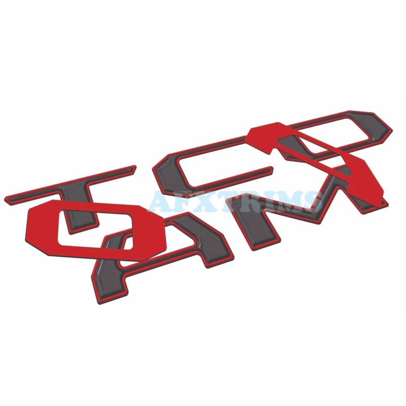AFX-TRIMS 3D BLACK RED OUTLINE RAISED DOMED TAILGATE LETTERS FOR