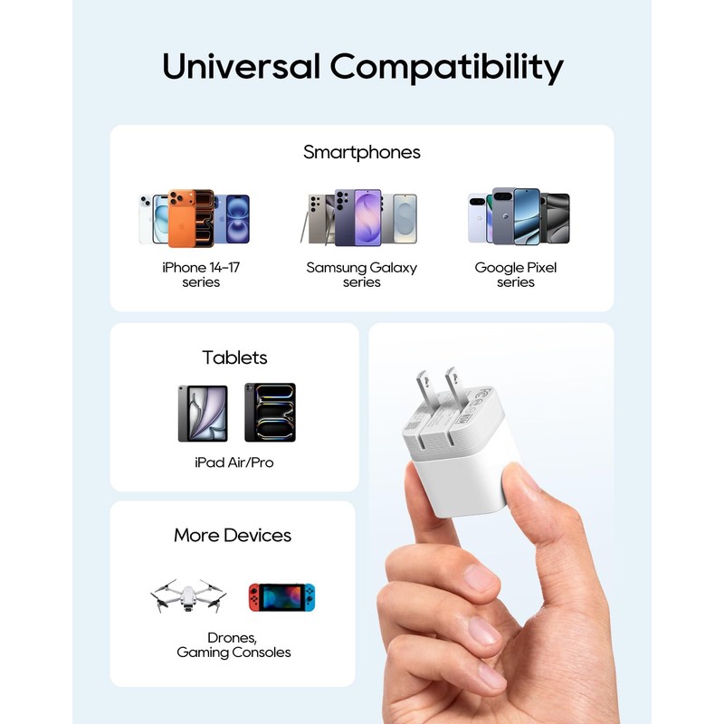 CUKTECH 40W GaN Fast Charger 2-Pack, USB-C Mini Wall Charger