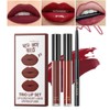 3 Stück Schwarzer Lippenstift Set Matt Lipgloss Lipliner Schwarz Langanhaltender