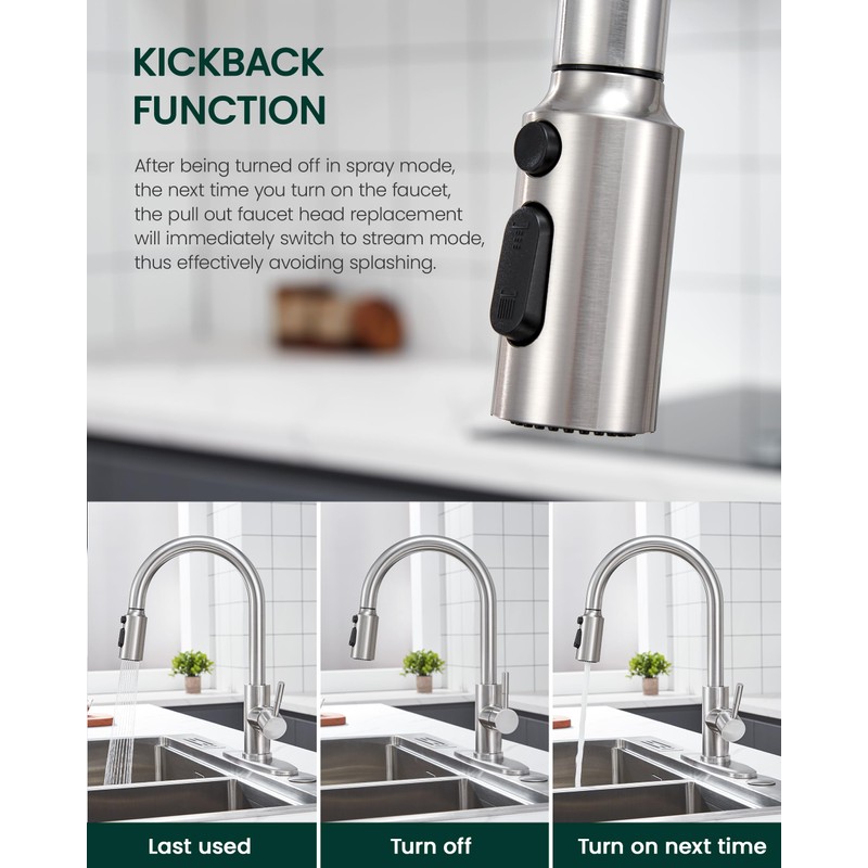 HEISOK Kitchen Faucet Spray Head Replacement, Pull Down Faucet Head