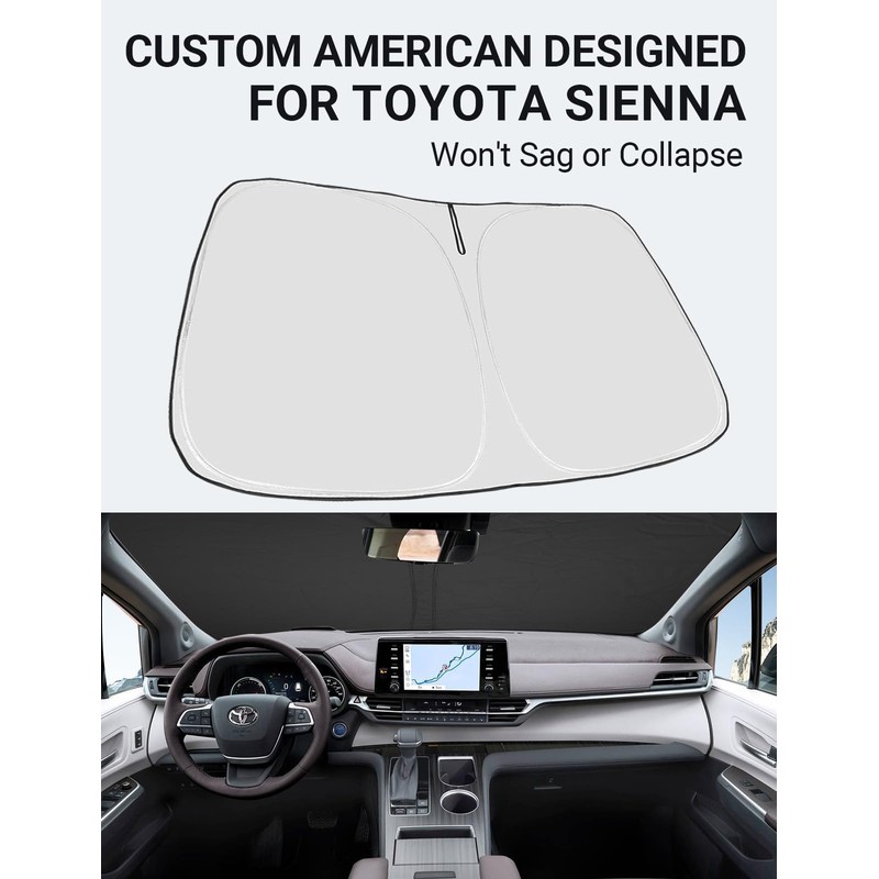 Parasol plegable para parabrisas delantero, ajuste personalizado, para Toyota Sienna
