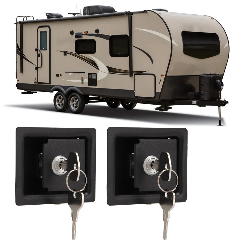 2 Pcs RV Handle Latch Carbon Steel Zinc Alloy Embedded