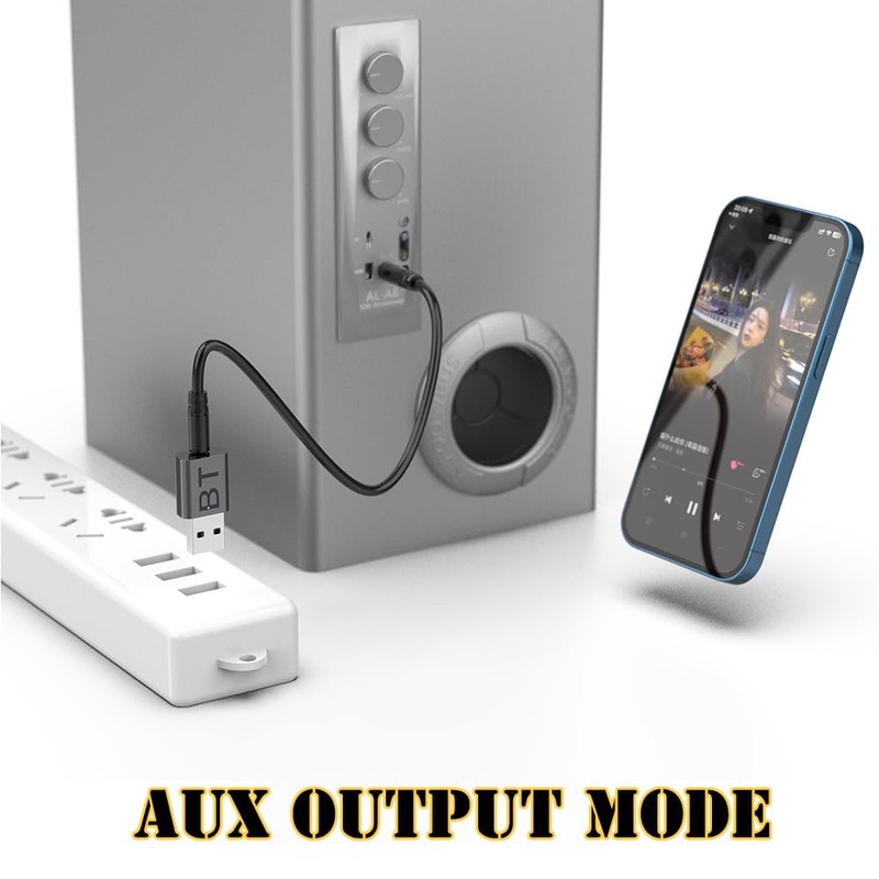 QOFOWIN Mini 2-in-1 USB Bluetooth Receiver,Bluetooth 5.4 Wireless Audio Adapter