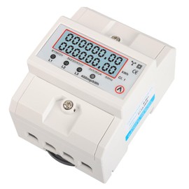 XTM024 LCD Digital Electricity Meter, Electricity Meter, 3 Phase Digital Three-Phase Meter, DIN Rail, 4P DIN LCD 50 Hz, 3 x 230 V / 400 V / 80 A, KWH Watt Meter Energy Meter