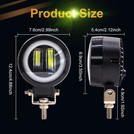 Motorcycle Squid Ring LED Fog Light, Squid Ring, DC12V-24V, 20W, Universal LED Work Light, Work Light, Bike Auxiliary Light, Front Light, Waterproof, 6000K High Brightness, Round Shape, Set, 2 Pieces