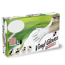 SteadMax 100 Pack Clear Vinyl Gloves Powder Free Plastic Disposable Latex Free for Cleaning, Salon, Crafts (Large)