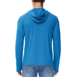 MAGCOMSEN Mens Long Sleeve Sun Protection Shirts Athletic Hoodies Fishing Running Workout Quick Dry UPF 50+ Sun Shirts Rash Guard Sea Blue S