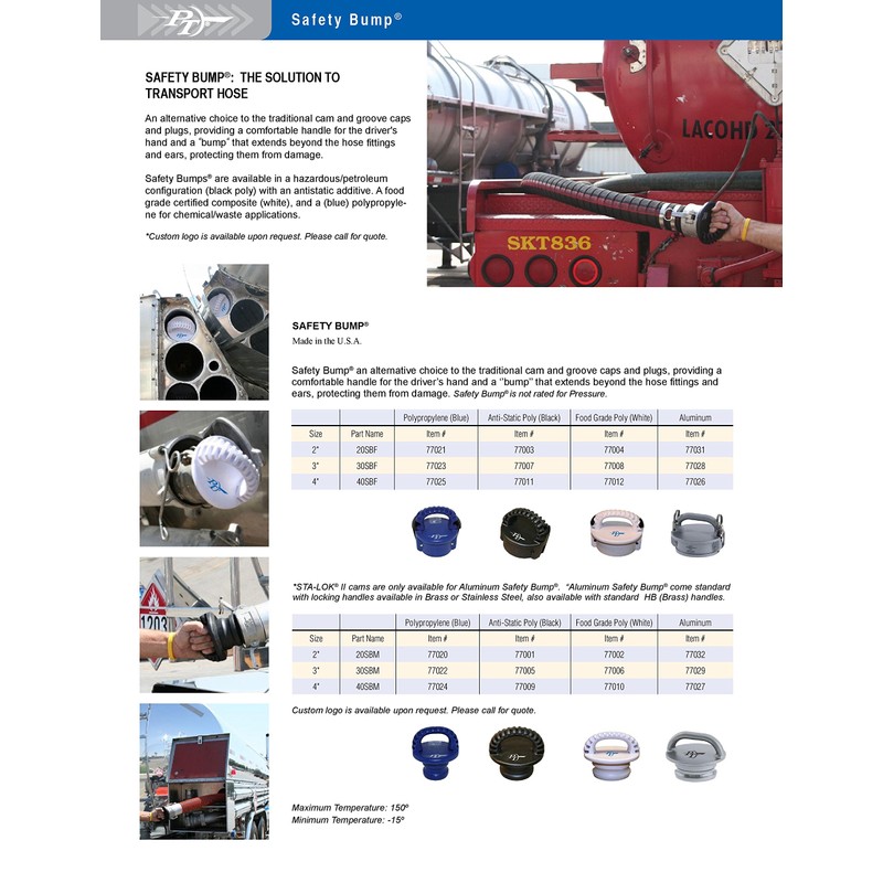 PT Coupling 77005Anti-Static 30SBM Polypropylene Safety Bump, Black, Plug, 3"