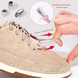 Hstgaga 2 Pairs Elastic No Tie Shoelaces, Elastic Shoelaces Strings, Replacement Laces for Adults and Kids, One Size Fits All 2 pairs Dark Gray