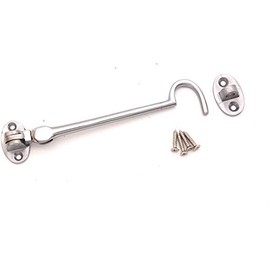 Infinity Decor Cabin Hook and Eye Solid Brass - Silent Door Latch Lock for Window, Garden Gate, Door in Satin Chrome - 6" 150mm