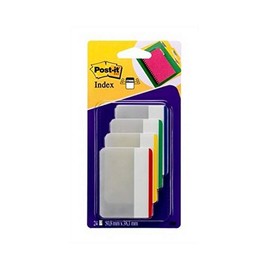 Post-It 686F-1 Index Strong Flat Filing Tabs, Blue/Green/Yellow/Red (6 of each colour)