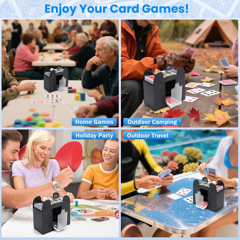 Lineba Card Shuffler for 1-6 Decks Cards, USB Power/Battery Operated