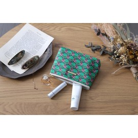 DDintex FLORET LONDON BASIC Pouch, Tudor Tulip, Green, 5.9 x 4.1 x 1.8 inches (15 x 10.5 x 4.5 cm) [With Liberty Print]