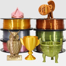 MIKA3D 6 Spools 1.75mm Silk PLA 3D Printer Filament Bundle, 6 Metallic Shiny Colors: Gold/Silver/Copper/Bronze/Coffee Gold/Rose Gold, Each Spool 250g X 6 Spools, Total 1.5Kg 3D Printer Material