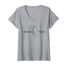 Womens Saddleback Duck Hunting Logo Western Styled Ranch V-Neck T-Shirt