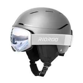 RIOROO Ski Helmet with Safety Goggles Set, Adjustable Vent Sports Helmet with Goggles, Suitable for Snow Sports, Snowboard Skiing, Windproof, Suitable for Male and Female Teenager Ski Helmets