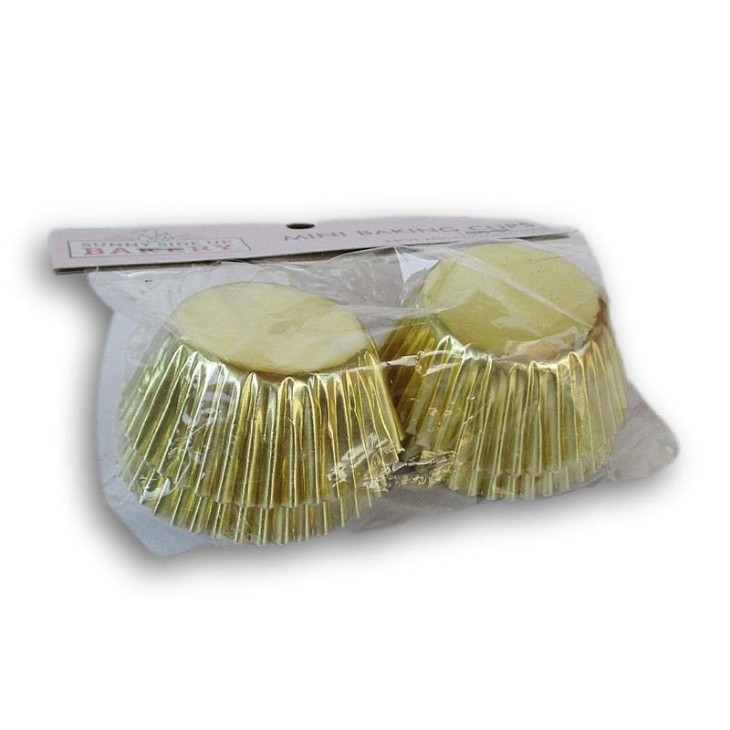 Tiny Gold Candy Baking Cups - Foil Mini Size -